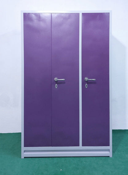 Bowzar 26 Gauge Light 3 Door Steel Almirah Wardrobe Light Weight with Mirror Purple 3 Door Almirah