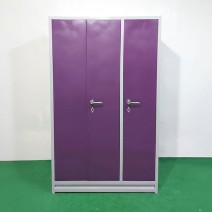 Bowzar 26 Gauge Light 3 Door Steel Almirah Wardrobe Light Weight with Mirror Purple 3 Door Almirah