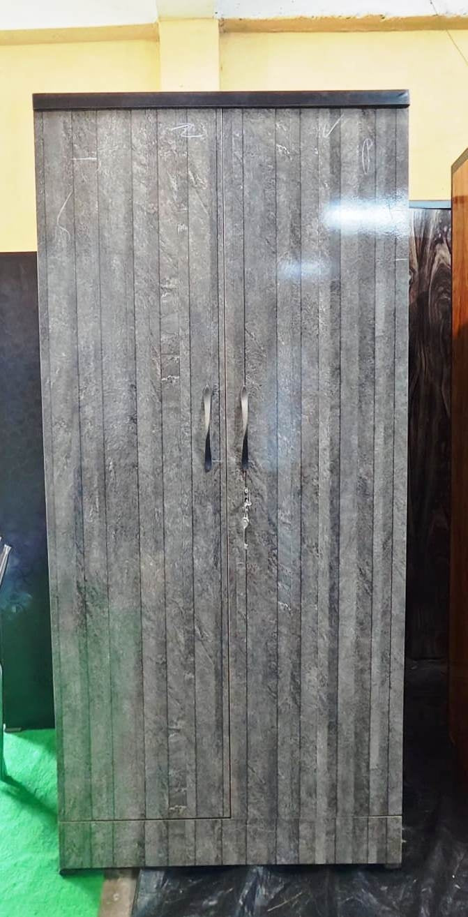 Bowzar 2 Door Wooden Almirah Wardrobe 6.5 Feet Wooden Grey Marble - Bowzar - 