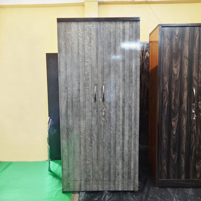 Bowzar 2 Door Wooden Almirah Wardrobe 6.5 Feet Wooden Grey Marble - Bowzar - 