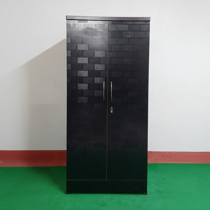Bowzar 2 Door Wooden Almirah Wardrobe Black Brick - Bowzar - 