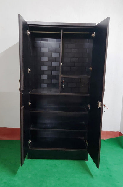 Bowzar 2 Door Wooden Almirah Wardrobe Black Brick - Bowzar - 