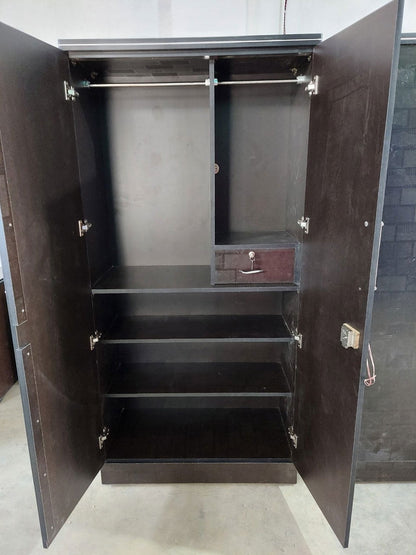 Bowzar 2 Door Wooden Almirah Wardrobe Black Nagin - Bowzar - 