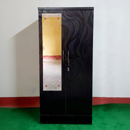 Bowzar 2 Door Wooden Almirah With Mirror Black Nagin - Bowzar - 