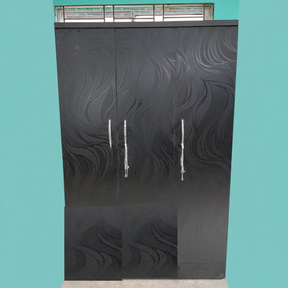 Bowzar 3 Door Wooden Almirah Wardrobe Black Nagin - Bowzar - 