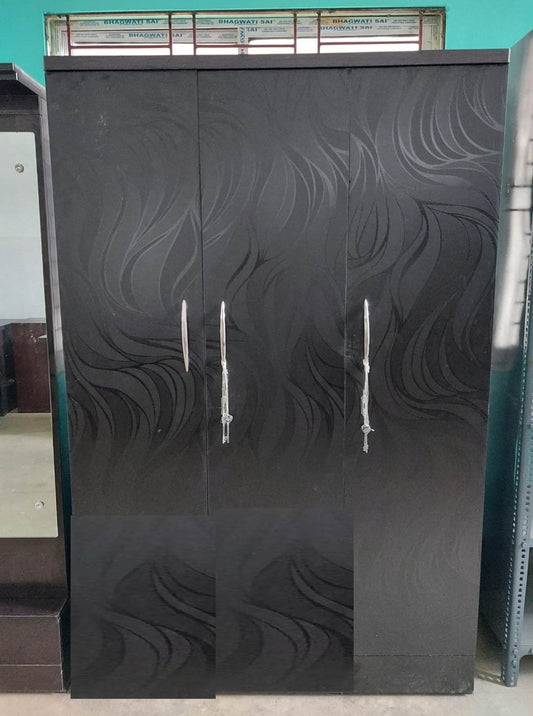 Bowzar 3 Door Wooden Almirah Wardrobe Black Nagin - Bowzar - 