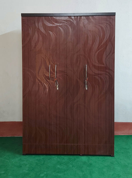 Bowzar 3 Door Wooden Almirah Wardrobe Maroon Nagin - Bowzar - 