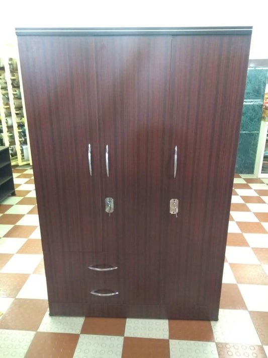 Bowzar 3 Door Wooden Almirah Wardrobe Rose Wood With Drawer - Bowzar - 