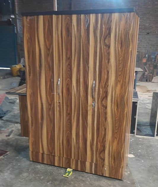Bowzar 3 Door Wooden Almirah Wardrobe Tiger Print - Bowzar - 