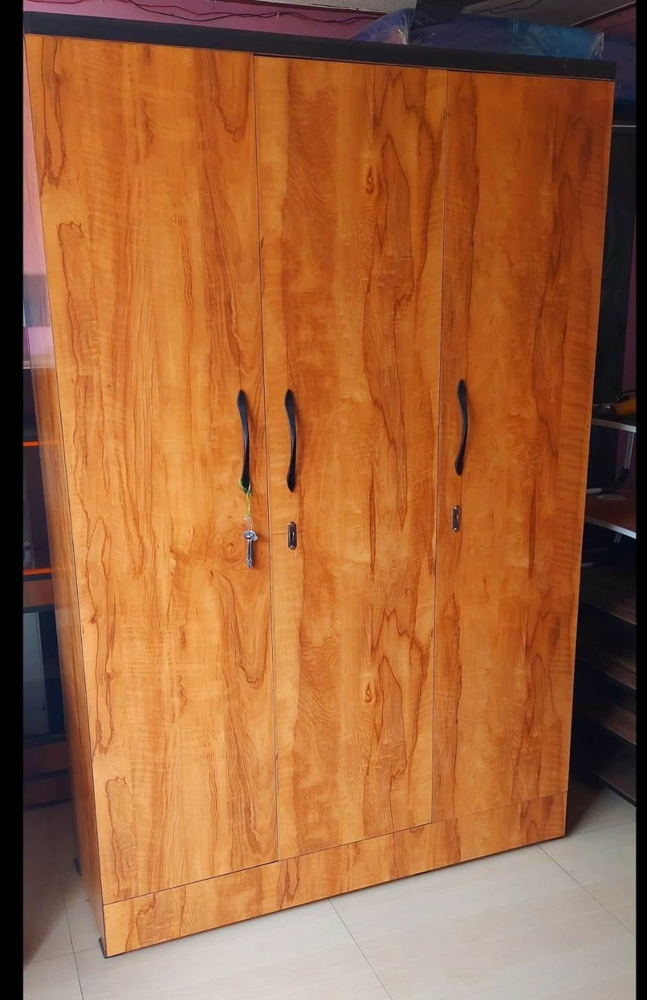 Bowzar 3 Door Wooden Almirah Wardrobe Yellow Wood - Bowzar - 