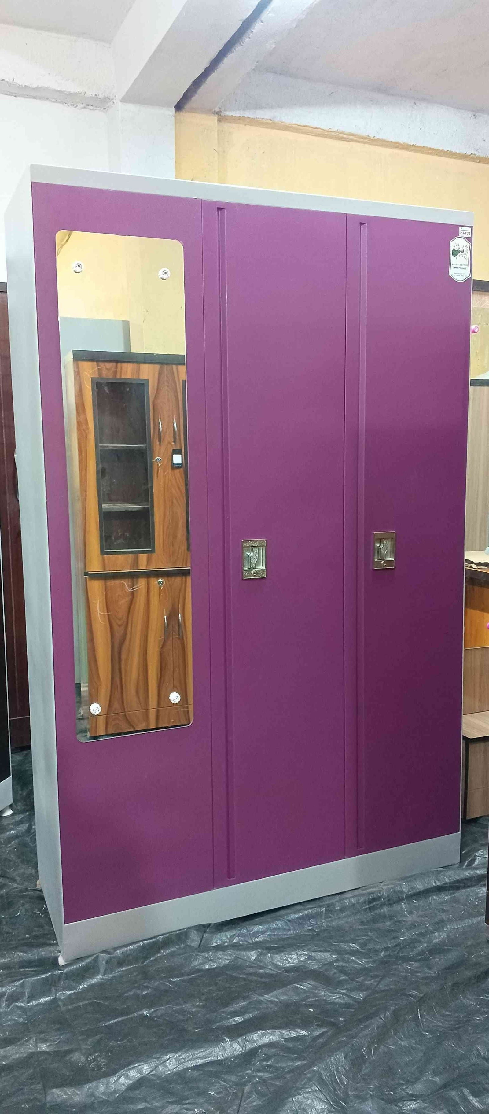 Bowzar 3 Soor Steel Almirah Maruti Lock 24 Gauge Purple Onoma - Bowzar - 
