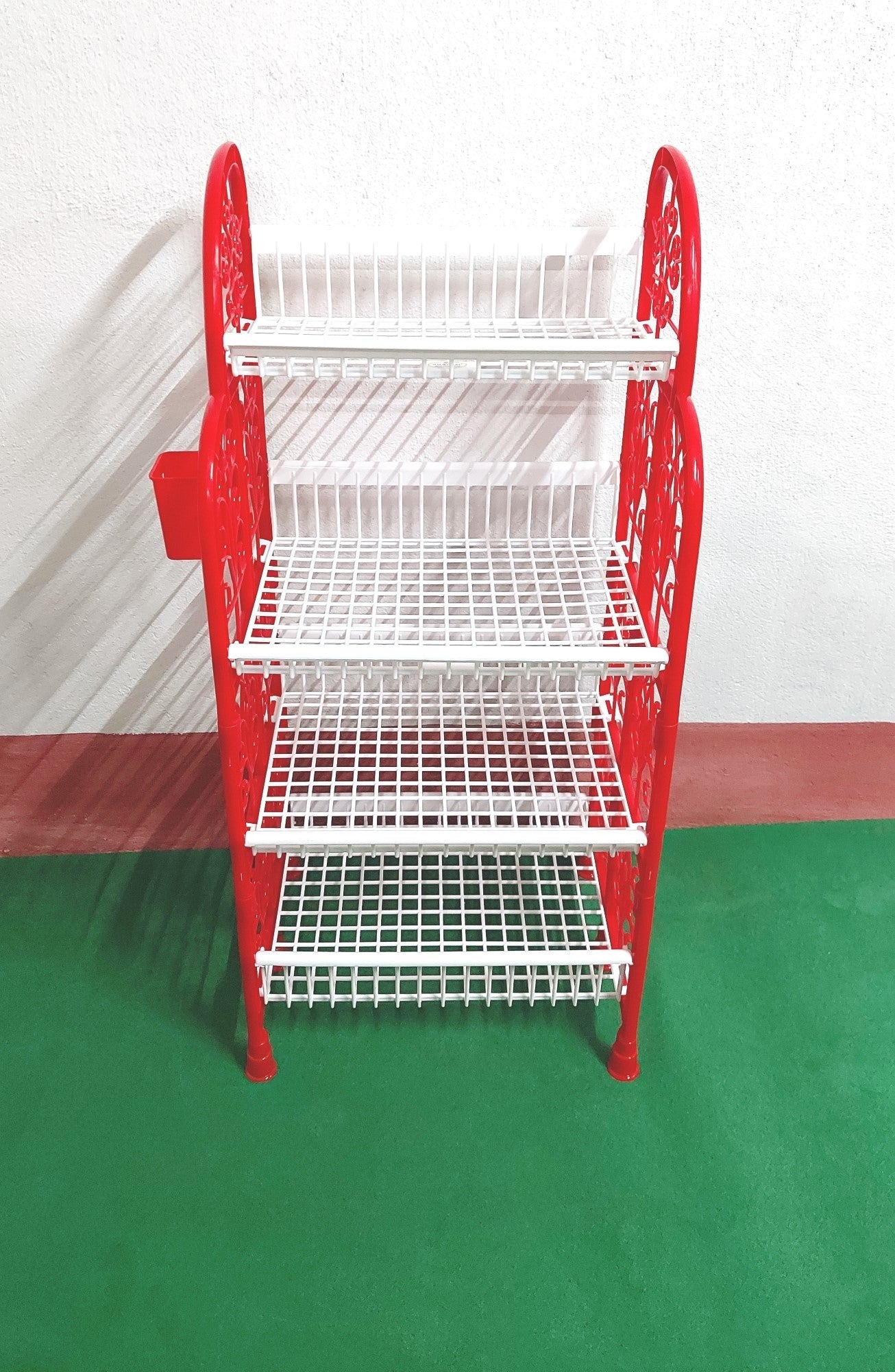Bowzar 4 Shelf Kitchen Rack Plastic Rack Waterproof Red White - Bowzar - 