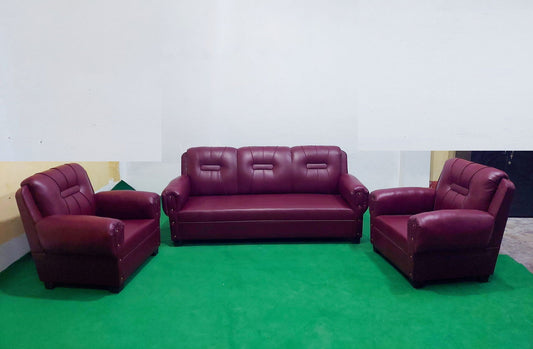 Bowzar 5 Seater Wooden Sofa Good Quality Foam Maroon - Bowzar - 