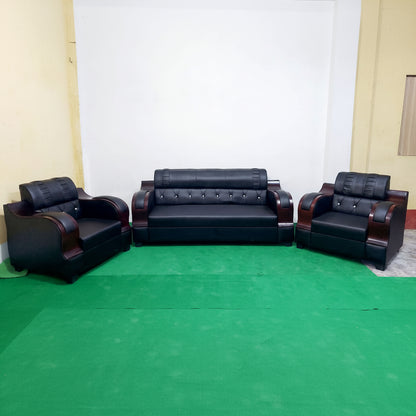 Bowzar 5 Seater Wooden Sofa Malaysian Good Foam Quality Black - Bowzar - 