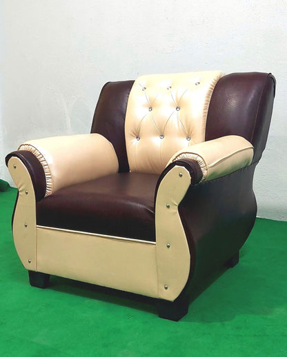 Bowzar 5 Seater Wooden Sofa Motor Design Maroon and Cream Good Quality - Bowzar - 