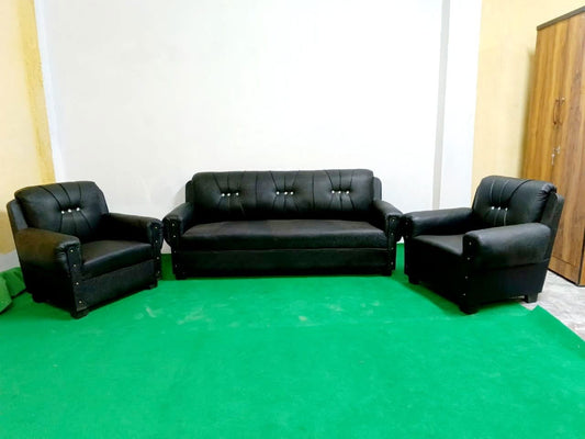 Bowzar 5 Seater Wooden Sofa Ritu Design 2 Black - Bowzar - 
