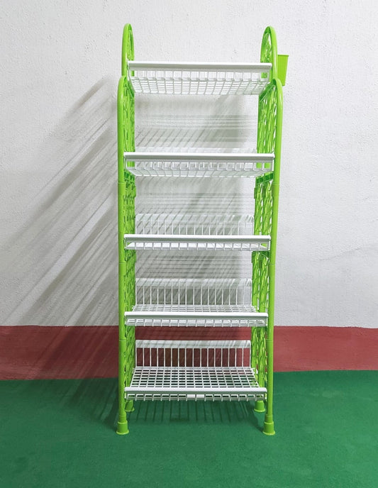Bowzar 5 Shelf Kitchen Rack Plastic Rack Waterproof Green White - Bowzar - 