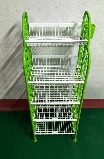 Bowzar 5 Shelf Kitchen Rack Plastic Rack Waterproof Green White - Bowzar - 