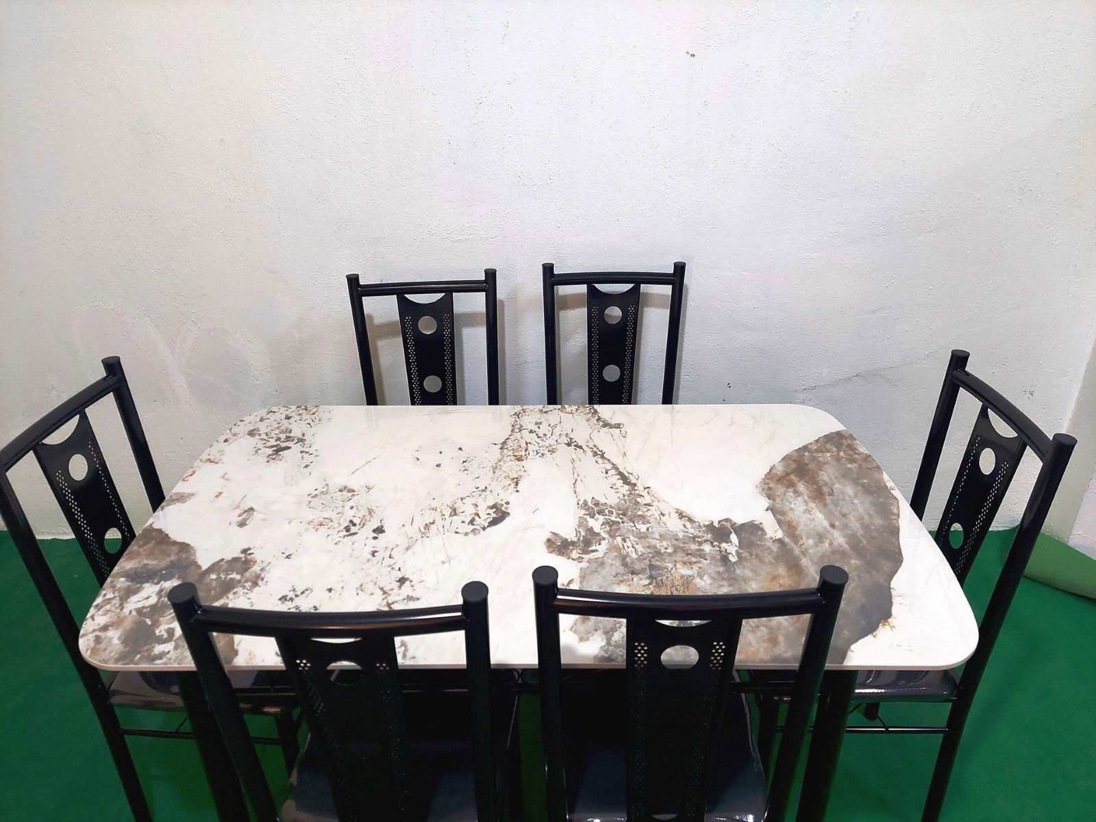 Bowzar 6 Seater Dining Table Set With Ceramic Top Cushioned Chair - Bowzar - 