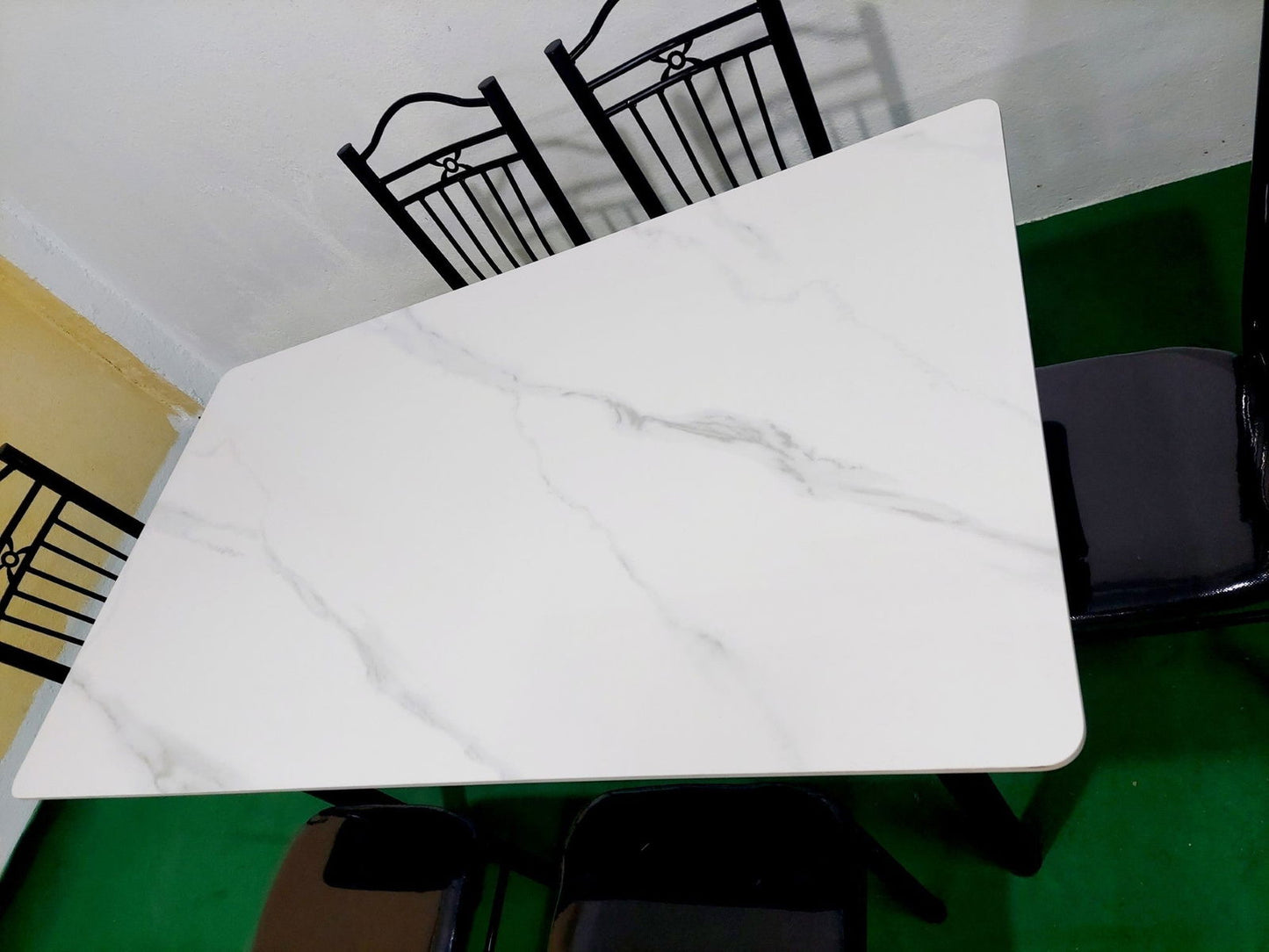 Bowzar 6 Seater Metal Dining Set with Ceramic Marble Top White - Bowzar - 
