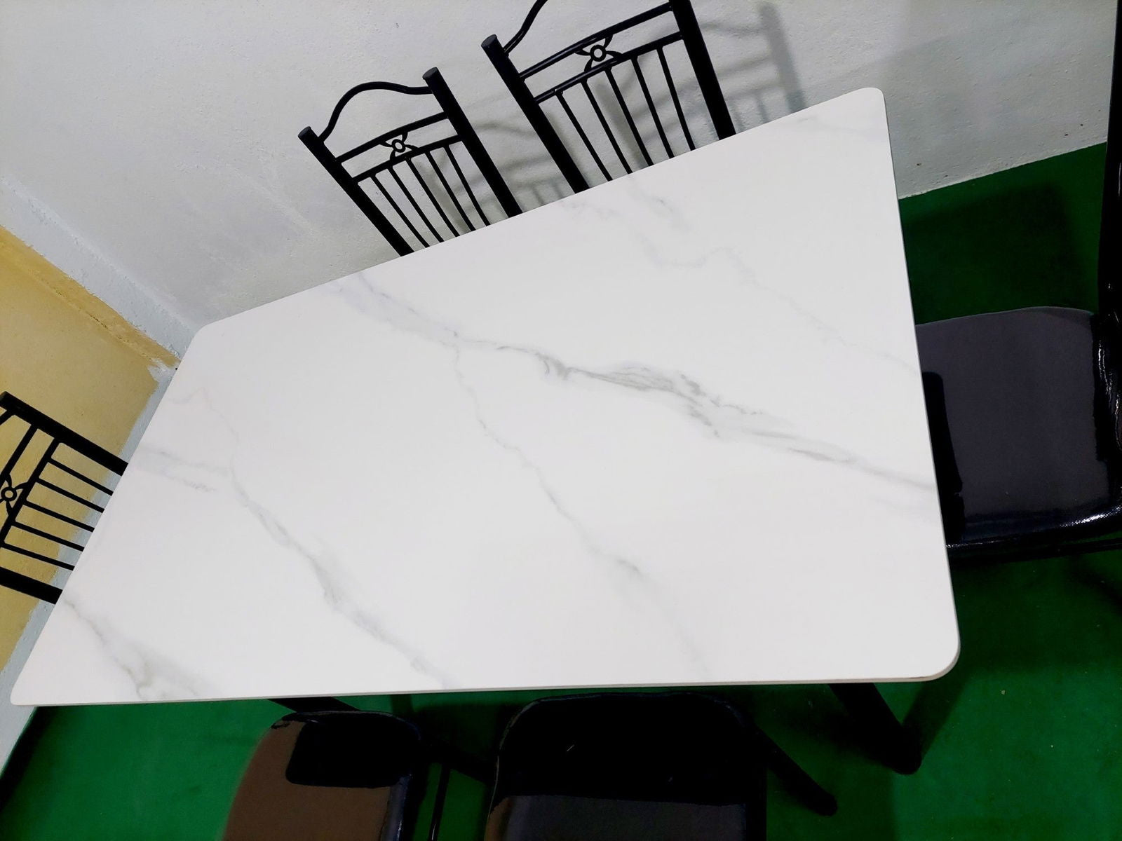 Bowzar 6 Seater Metal Dining Set with Ceramic Marble Top White - Bowzar - 