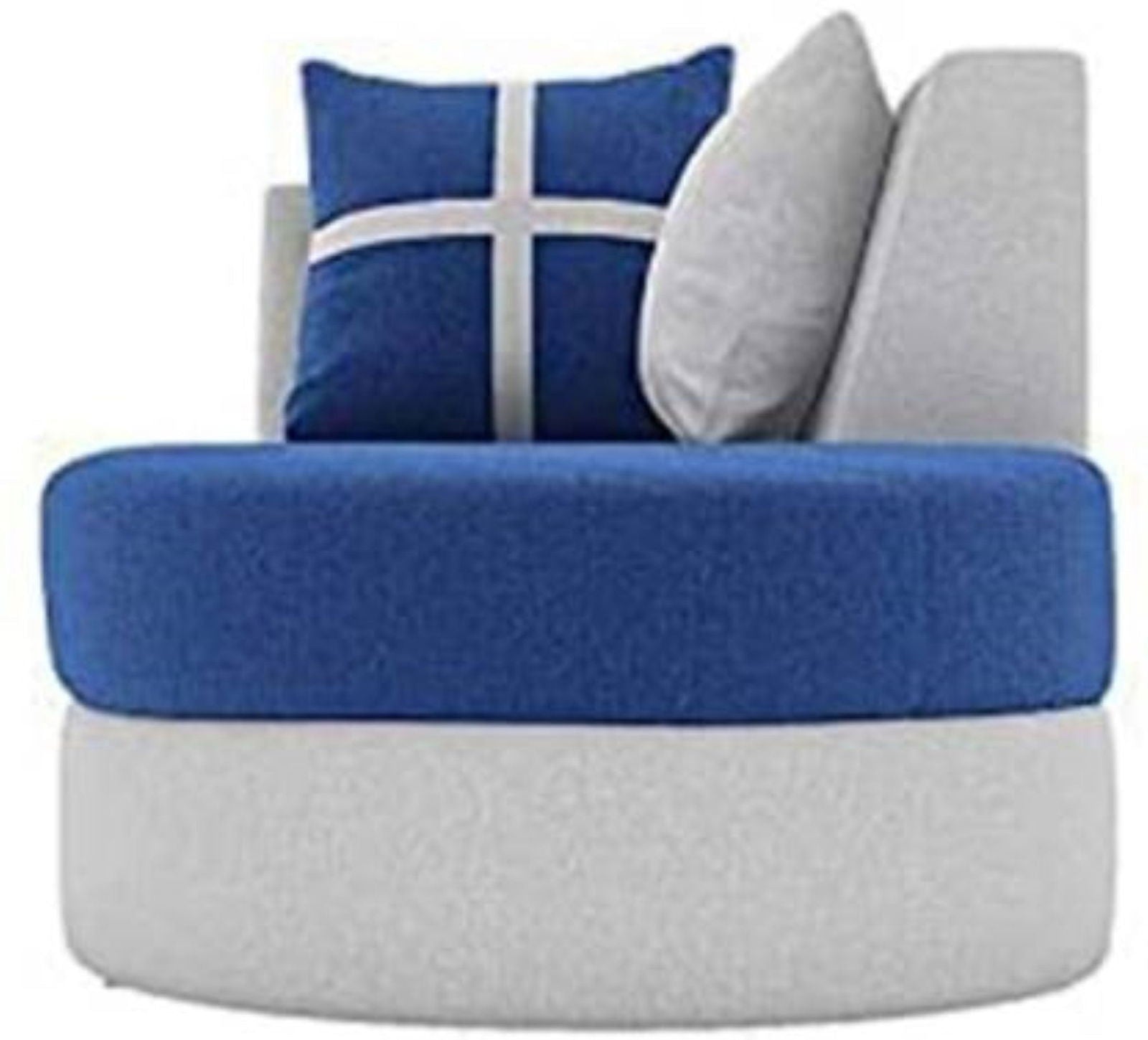 Bowzar 8 Seater Sofa Set, 2 Ottoman, 6 pillow With Coffee Table Fabric 8 Seater Sofa  (Finish Color - Blue & White - Bowzar - 
