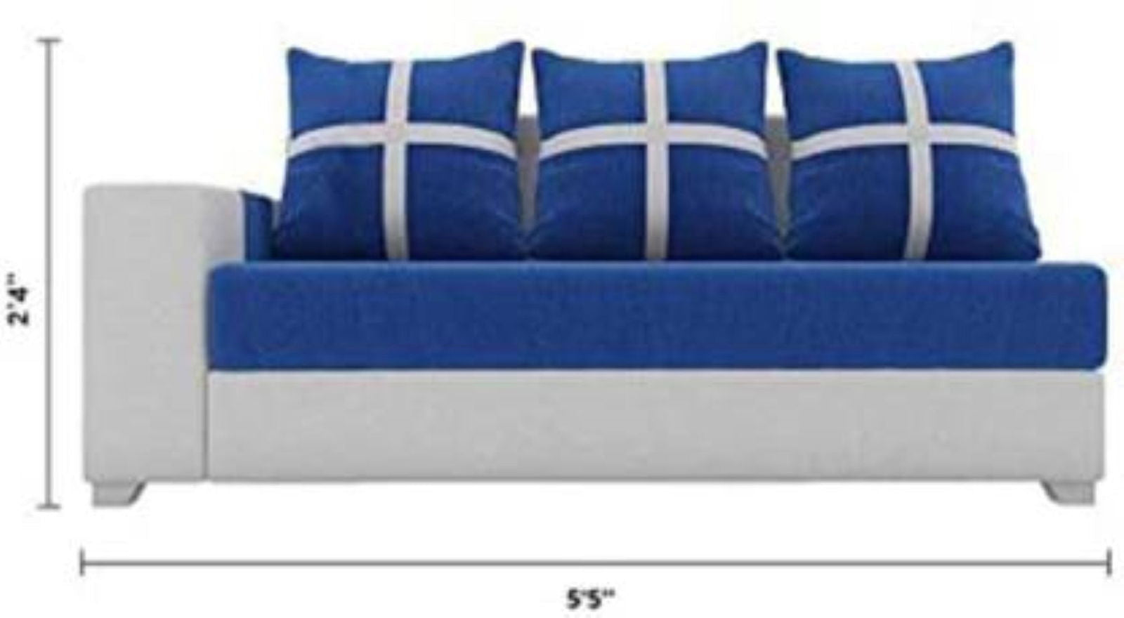 Bowzar 8 Seater Sofa Set, 2 Ottoman, 6 pillow With Coffee Table Fabric 8 Seater Sofa  (Finish Color - Blue & White - Bowzar - 