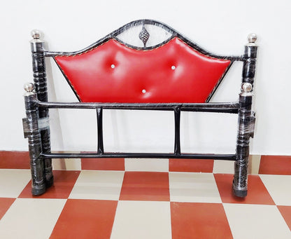 Bowzar Dhanush Model Double Bed Size 4X6.5 Feet Metal Bed Lama Red - Bowzar - 