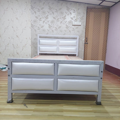 Bowzar Double Bed 4X6.5 Feet 4 Cushions Unique Design White - Bowzar - 