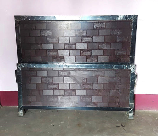 Bowzar Double Size Metal Bed with Wooden Headboard - Bowzar - 
