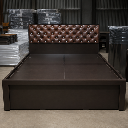 Bowzar King Box Bed 6x6.5 Feet Engineering Wood Bed With Storage Wenge