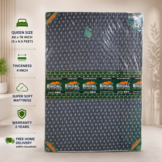 Bindal Soft King Mattress 32D 4 Inch 72x78x4 Inch 6X6.5 Feet