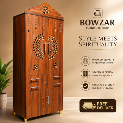 Bowzar MDF Mandir 6 Feet Height, 2.5 Feet Width