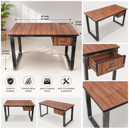 Bowzar 4x2 Table Modern Office Desk with Metal Frame & Engineering Wood Top | Bowzar Furniture Shop