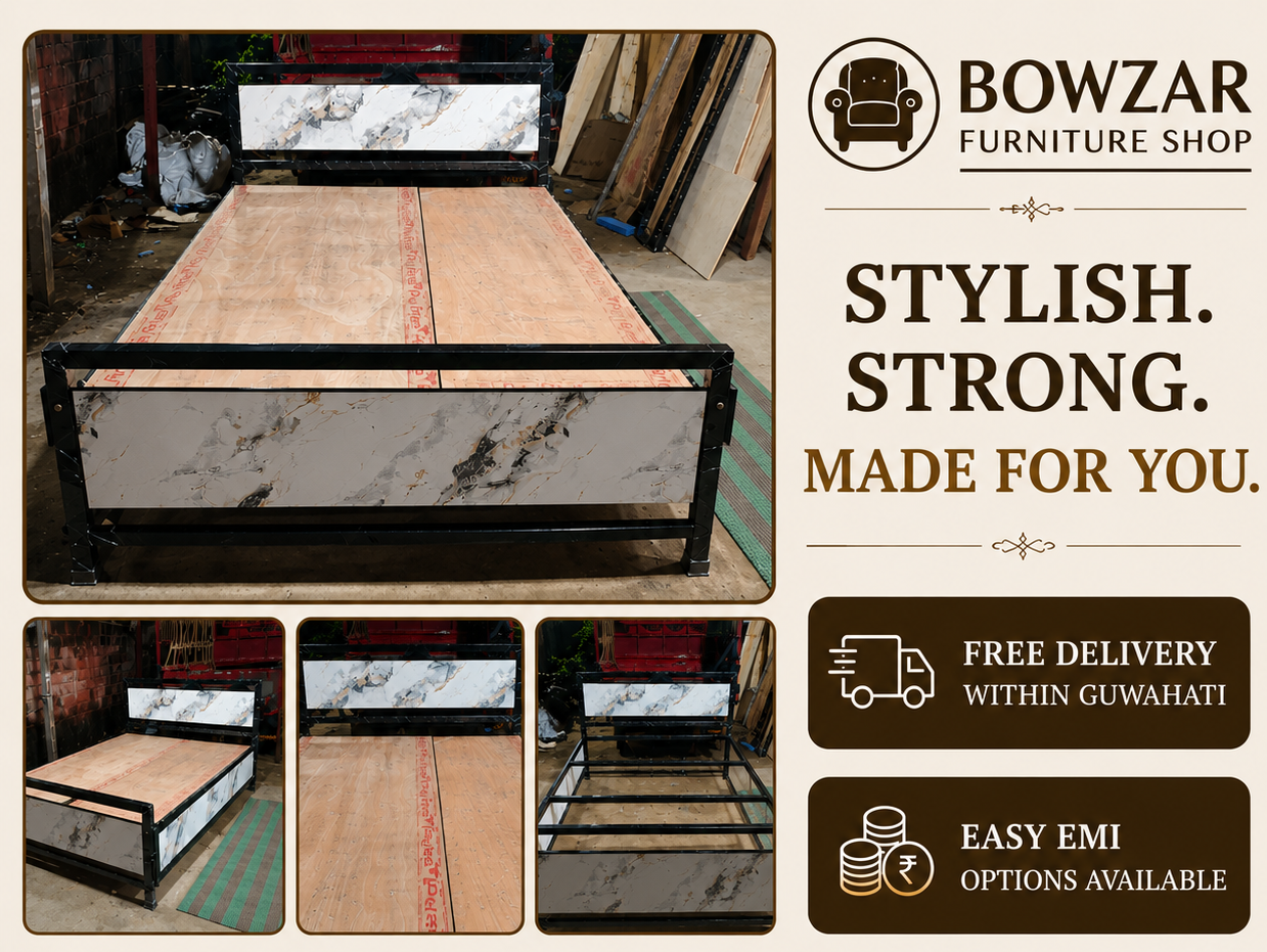 Bowzar King Size Bed Heavy Quality Unique Look and Color Sides Covered