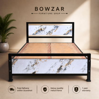 Bowzar King Size Bed Heavy Quality Unique Look and Color Sides Covered