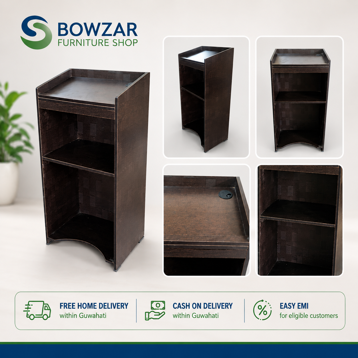 Bowzar Modern Compact Podium / Multi-Purpose Storage Stand