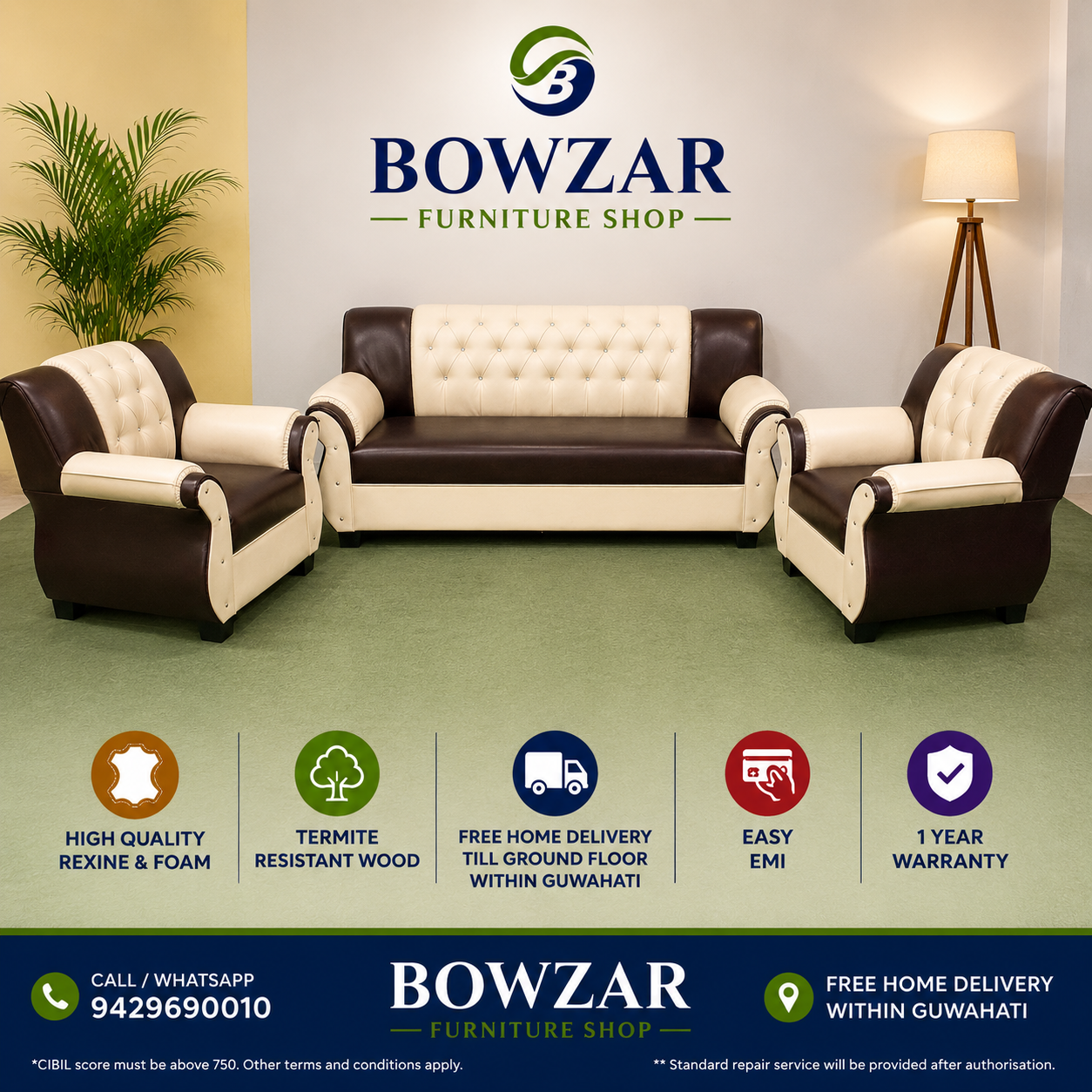 Bowzar Motor 5 Seater Wooden Sofa Maroon and Cream Good Quality Motor