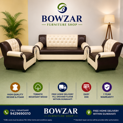 Bowzar Motor 5 Seater Wooden Sofa Maroon and Cream Good Quality Motor