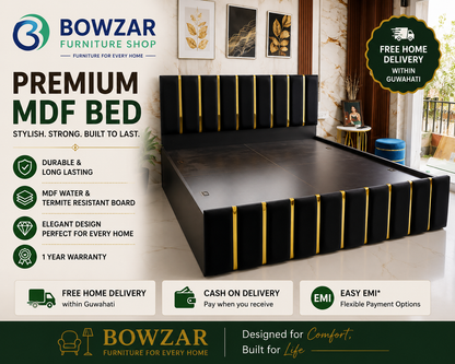 Bowzar King Box Bed MDF Termite Resistant Long Lasting