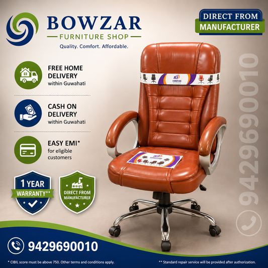 Bowzar Boss Chair With Chrome Base Double Cushion Tan