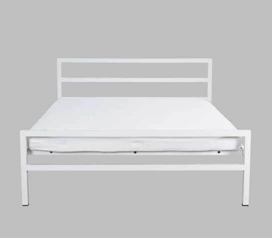 Bowzar NHM Queen Bed Size 5X6.5 Feet Metal Iron Bed White Without Mattress