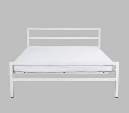 Bowzar NHM Queen Bed Size 5X6.5 Feet Metal Iron Bed White Without Mattress