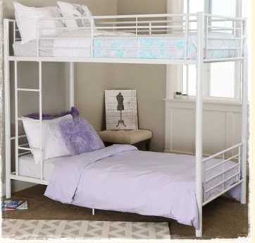 Twin over Twin White Metal Bunk Bed