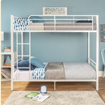 Twin over Twin White Metal Bunk Bed