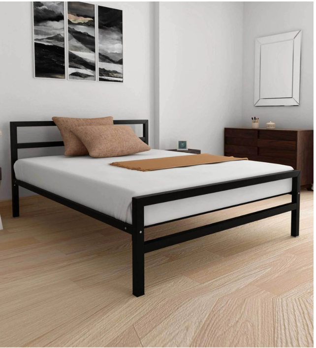 Bowzar NHM Queen Bed Size 5X6.5 Feet Metal Iron Bed Long Lasting Black Without Mattress