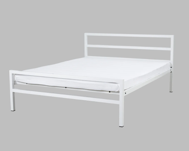 Bowzar NHM Queen Bed Size 5X6.5 Feet Metal Iron Bed White Without Mattress