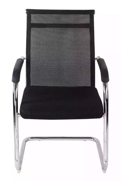 Bowzar Imorted Net Mesh Visitor Chair with Arms Chrome Finninsh Black