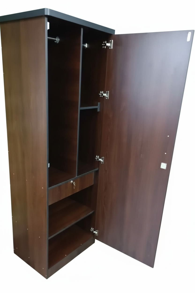 Bowzar Single Door Almirah Wardrobe With Drawer 72X24X16 Inch Wenge