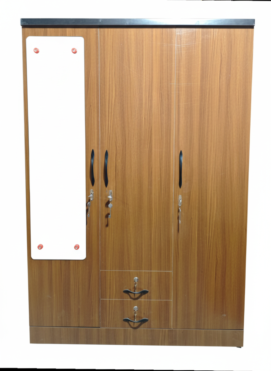 Bowzar MDF 3 Door Almirah With Drawer 78X48X18 Inch